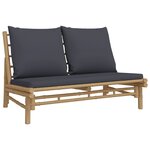 vidaXL Salon de jardin 5 Pièces avec coussins gris foncé bambou