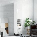 vidaXL Buffet haut Blanc brillant 34 5x34x180 cm Bois d'ingénierie