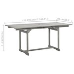 vidaXL Table à dîner de jardin (120-170)x80x75 cm Bois d'acacia massif