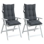 vidaXL Coussins de chaise à dossier haut lot de 2 anthracite