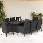 vidaXL Ensemble à manger de jardin 9Pièces coussins noir résine tressée