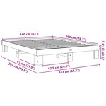 vidaXL Cadre de lit sans matelas 160x200 cm bois massif de chêne