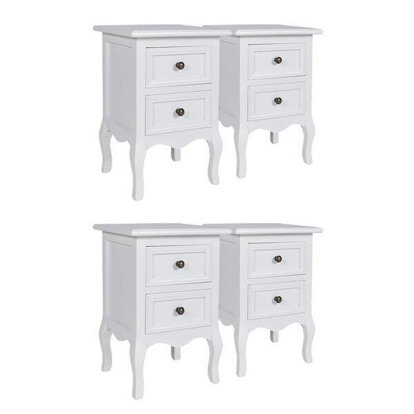 vidaXL Tables de chevet 4 Pièces avec 2 tiroirs MDF Blanc