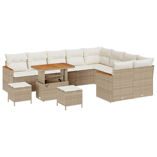 vidaXL Ensemble de canapé de jardin 12 Pièces Beige Poly Rattan
