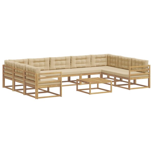 vidaXL Ensemble de canapés d'extérieur 10 pc Blanc et Beige
