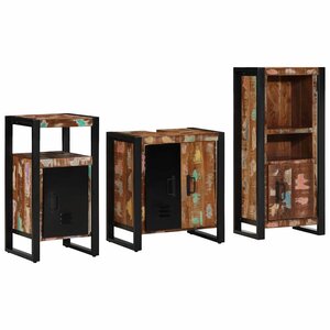 vidaXL Ensemble de mobilier de salle de bain 3 Pièces Bois Recyclé Solide