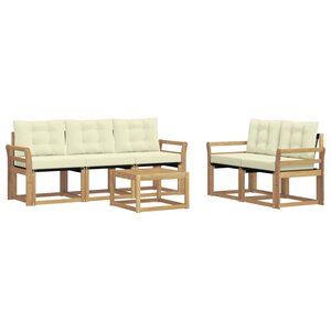 vidaXL Ensemble de canapés d'extérieur 6 Pièces Blanc et crème