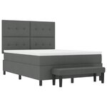 vidaXL Lit à ressort avec matelas et banc gris foncé 160x200 cm tissu