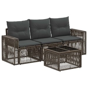 vidaXL Ensemble de canapé de jardin 4 pc Gris et Gris foncé polyrotin