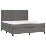 vidaXL Sommier à lattes de lit matelas LED Gris 160x200 cm Similicuir