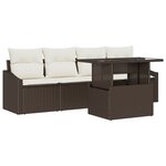 vidaXL Canapé de jardin 5 pièces avec coussins marron en poly rotin