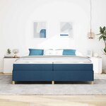 vidaXL Lit à ressorts Bleu et Bleu Foncé et Blanc 200 x 200 cm tissu
