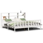 vidaXL Lit bibliothèque sans matelas blanc 180x200 cm bois pin massif