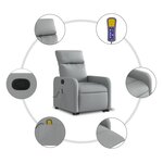 vidaXL Fauteuil de massage inclinable Gris clair Tissu