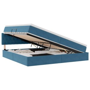 vidaXL Lit de rangement LED avec matelas Bleu foncé 200 x 200 cm