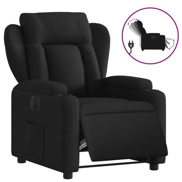 vidaXL Fauteuil inclinable électrique Noir Tissu