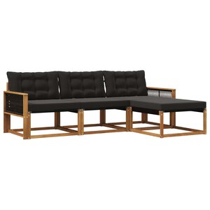 vidaXL Ensemble de canapés d'extérieur 4 pc Naturel et noir