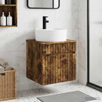 vidaXL Meuble de lavabo mural Chêne fumé 49 x 44 5 x 65 cm