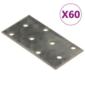 vidaXL Plaques perforées 60 Pièces 2 mm 80x40 mm acier galvanisé