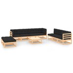 vidaXL Salon de jardin 10 Pièces avec coussins Bois de pin massif