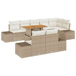 vidaXL Ensemble de canapé de jardin 9 Pièces Beige Poly rotin