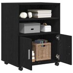 vidaXL Cabinet à Roulettes avec étagère Chêne noir 60 x 48 x 81 cm