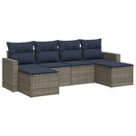 vidaXL Salon de jardin 6 Pièces avec coussins gris résine tressée