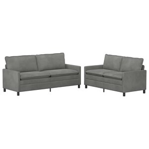 vidaXL Ensemble de Canapés 2 Pièces Gris foncé Velours