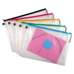 Pochettes de rangement à fermeture éclair a3 exacompta couleurs assorties - lot de 10
