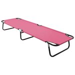 vidaXL Chaise longue pliable acier rose