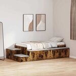 vidaXL Cadre de lit avec rangement Chêne fumé 234 x 103 x 53.5 cm