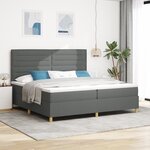 vidaXL Lit Box Spring avec Matelas & LED Gris Foncé 200x200 cm Tissu