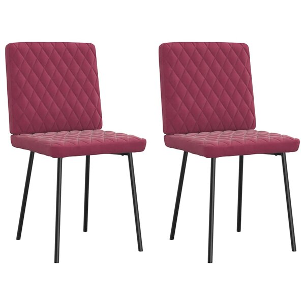 vidaXL Chaises à manger lot de 2 Rouge bordeaux Velours