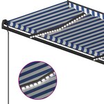 vidaXL Auvent automatique capteur de vent et LED 5x3 5 m Bleu et blanc