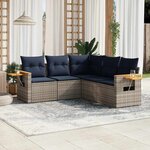 vidaXL Salon de jardin 5 Pièces avec coussins gris résine tressée