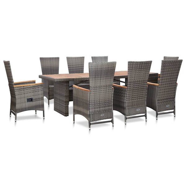 vidaXL Ensemble à manger d'extérieur 9Pièces coussins Résine tressée Gris