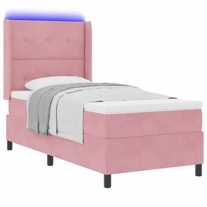 vidaXL Lit à ressorts avec matelas avec LED Rose 100 x 200 cm Velours