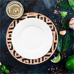 Set de table rond beige et noir en feuilles de bambou - 38 cm