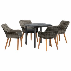 vidaXL Ensemble de salle à manger pour jardin 5 Pièces Gris polyrotin