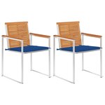 vidaXL Chaises de jardin avec coussins 2 Pièces Acacia solide et acier