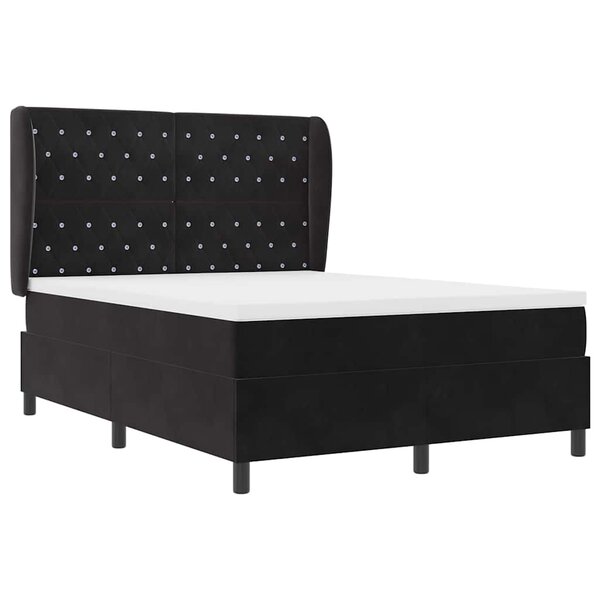 vidaXL Lit à ressorts avec matelas Noir 160 x 200 cm Velours