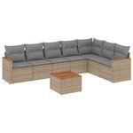 vidaXL Salon de jardin avec coussins 8 Pièces beige résine tressée