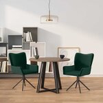 vidaXL Chaises pivotantes à manger lot de 2 Vert foncé Velours