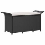 vidaXL Banc de jardin avec coussin noir 116x46x57 cm résine tressée