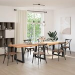 vidaXL Table à manger avec bord naturel 320x100x74cm bois massif chêne