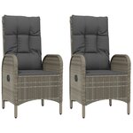 vidaXL Mobilier à dîner de jardin 3Pièces avec coussins noir et gris