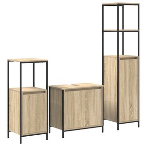 vidaXL Ensemble de mobilier de salle de bain avec étagère 3 Pièces