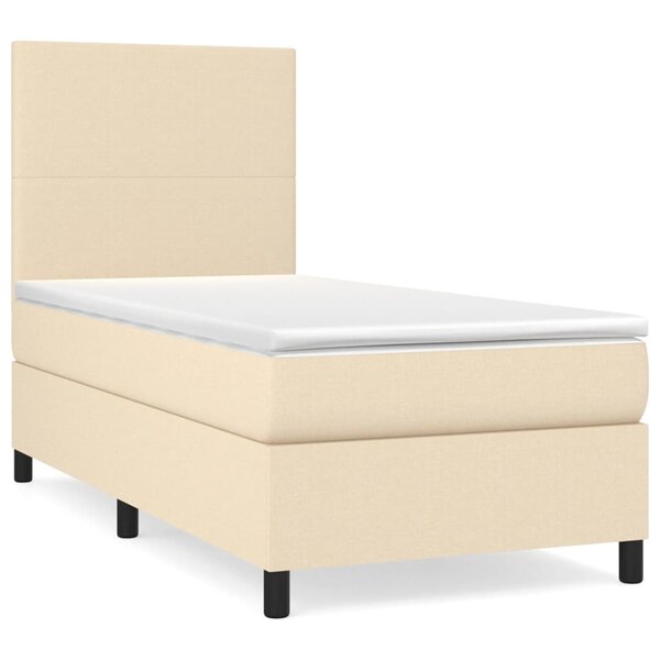 vidaXL Sommier à lattes de lit avec matelas Crème 100x200 cm Tissu