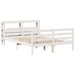 vidaXL Cadre de lit et tête de lit sans matelas blanc 135x190 cm