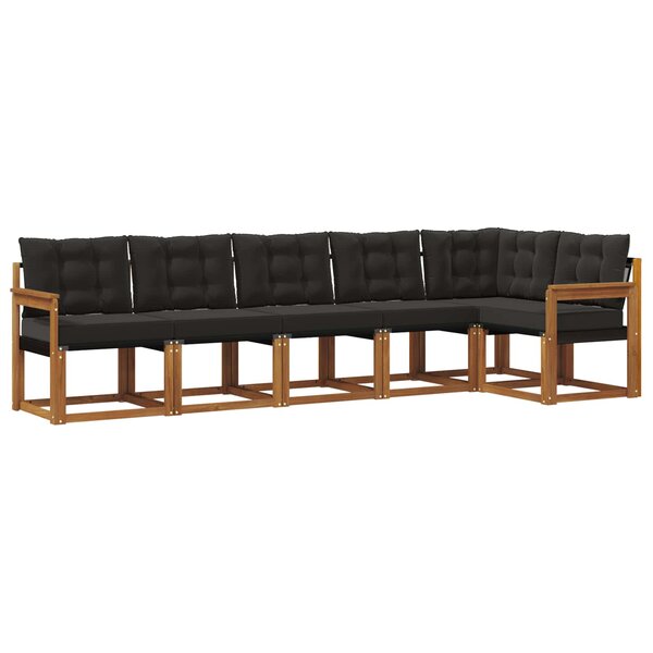 vidaXL Ensemble de canapés d'extérieur 6 Pièces Naturel et Noir